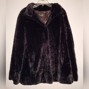 DENNIS BY DENNIS BASSO Black FAUX FUR Jacket WOMENS Size LARGE